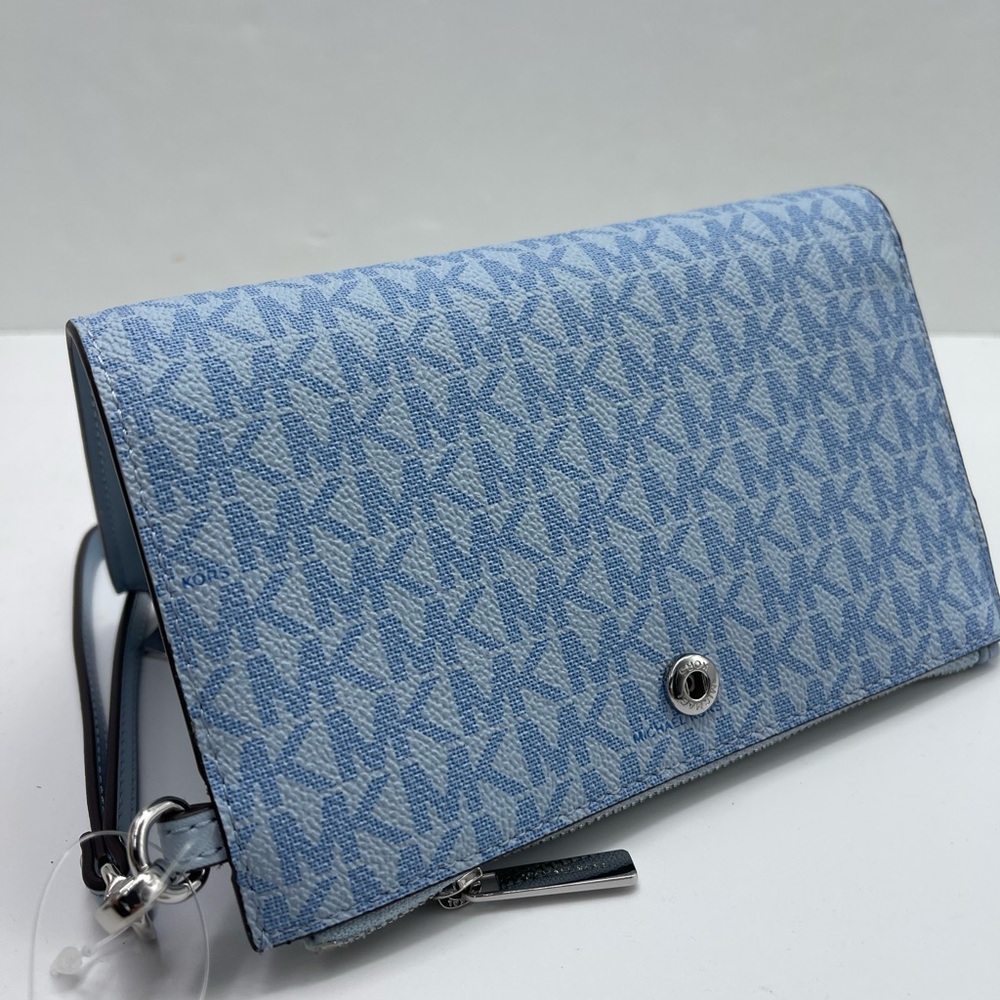 MICHAEL KORS JST Lg Double Zip Signature Logo Wristlet Wallet 
Pale Ocean 
NWT - Picture 6 of 16
